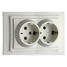 Розетка двойная с заземлением mono electric larissa 103-191904-120